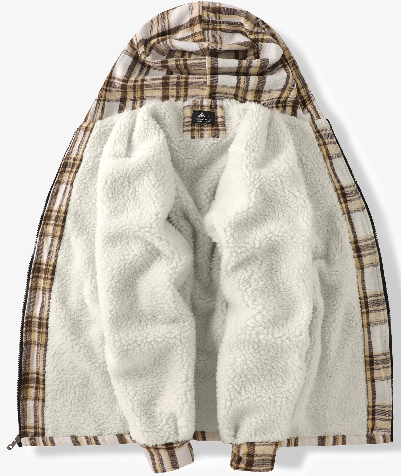 Sherpa-Lined Plaid Hooded Jacket