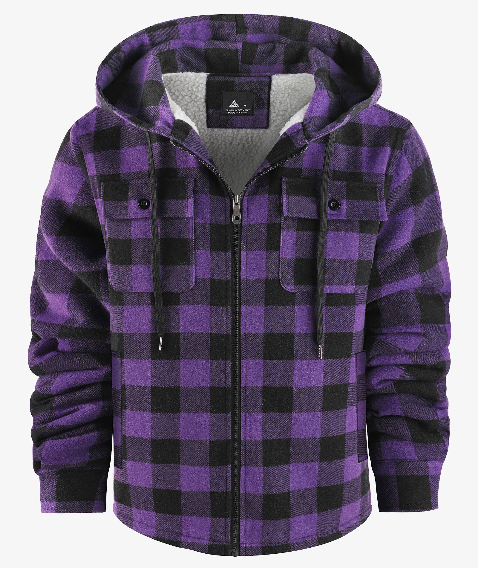 Sherpa-Lined Plaid Hooded Jacket
