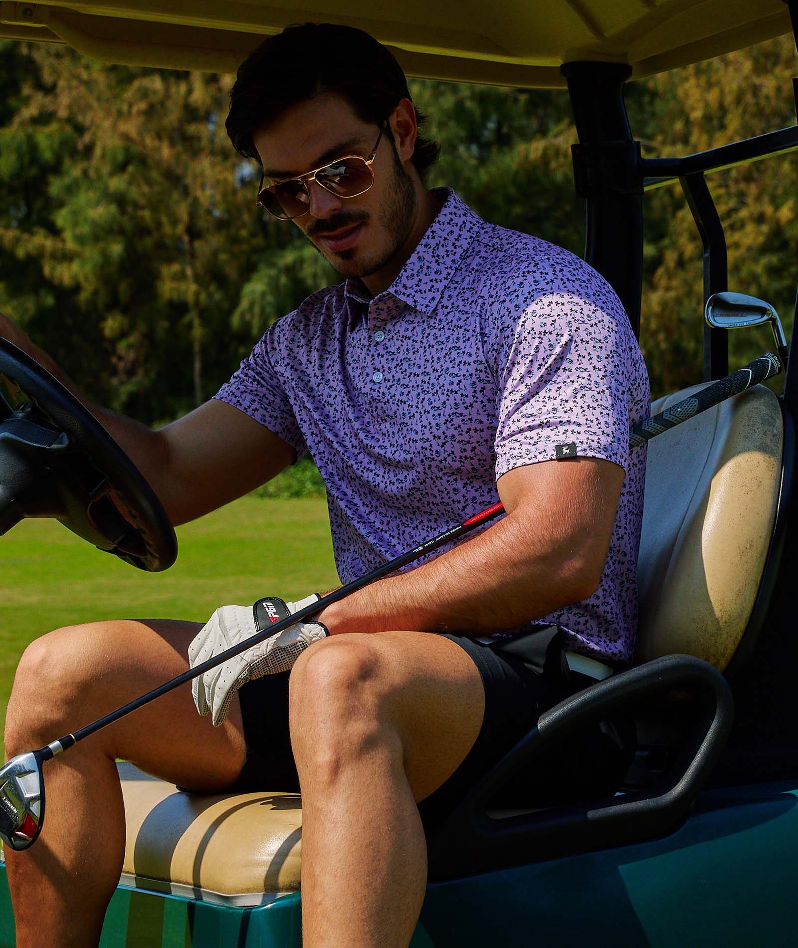 Lavender Floral Golf Polo