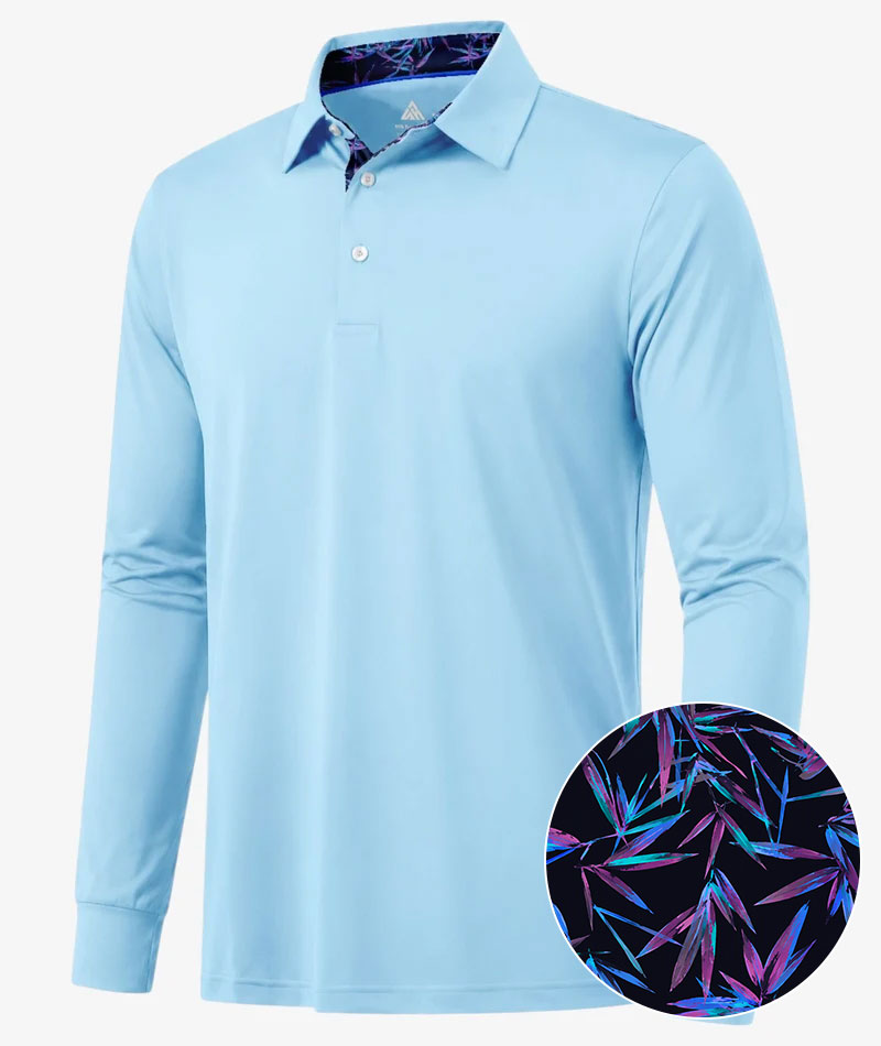 Purple Tropical Leaf Collar Polo