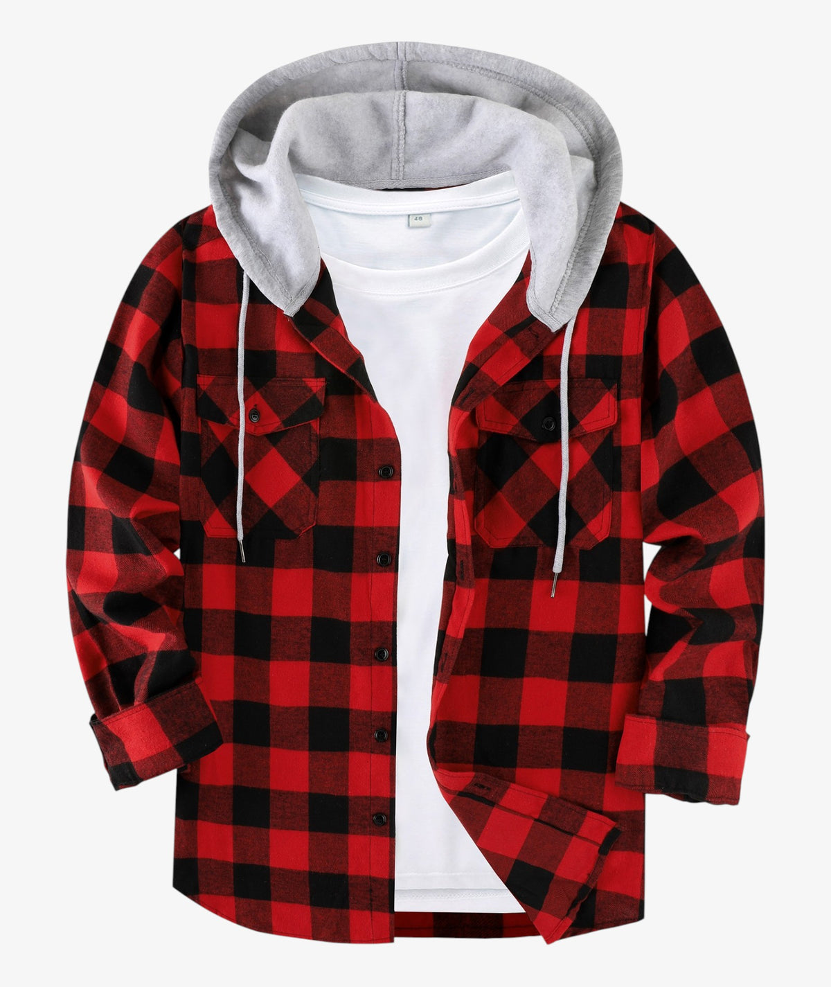 Layered Plaid Hooded Shirt