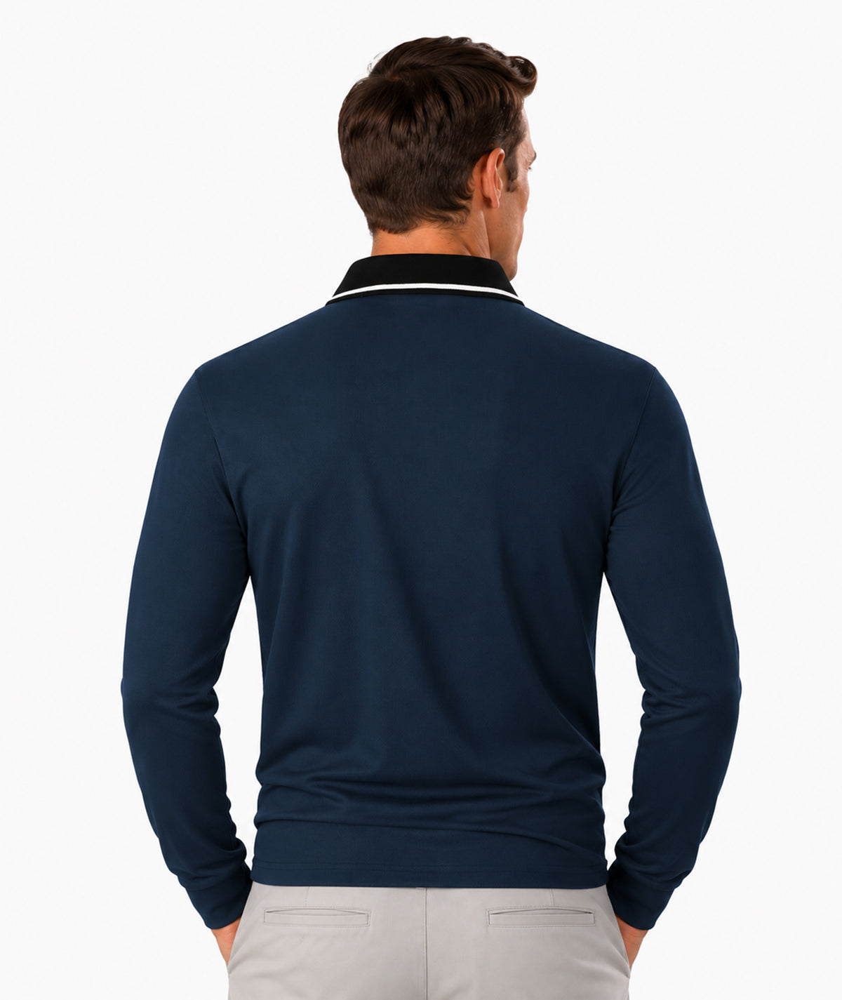 Contrast Collar Long Sleeve Polo