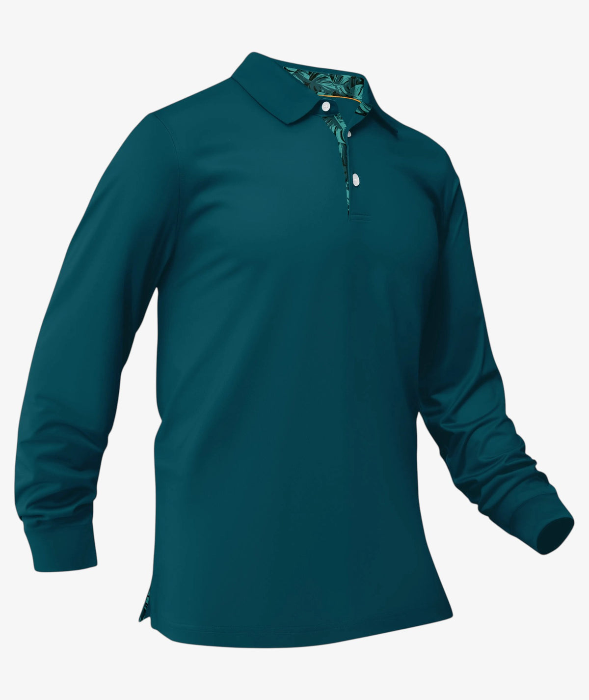 Green Monstera Leaf Collar Polo