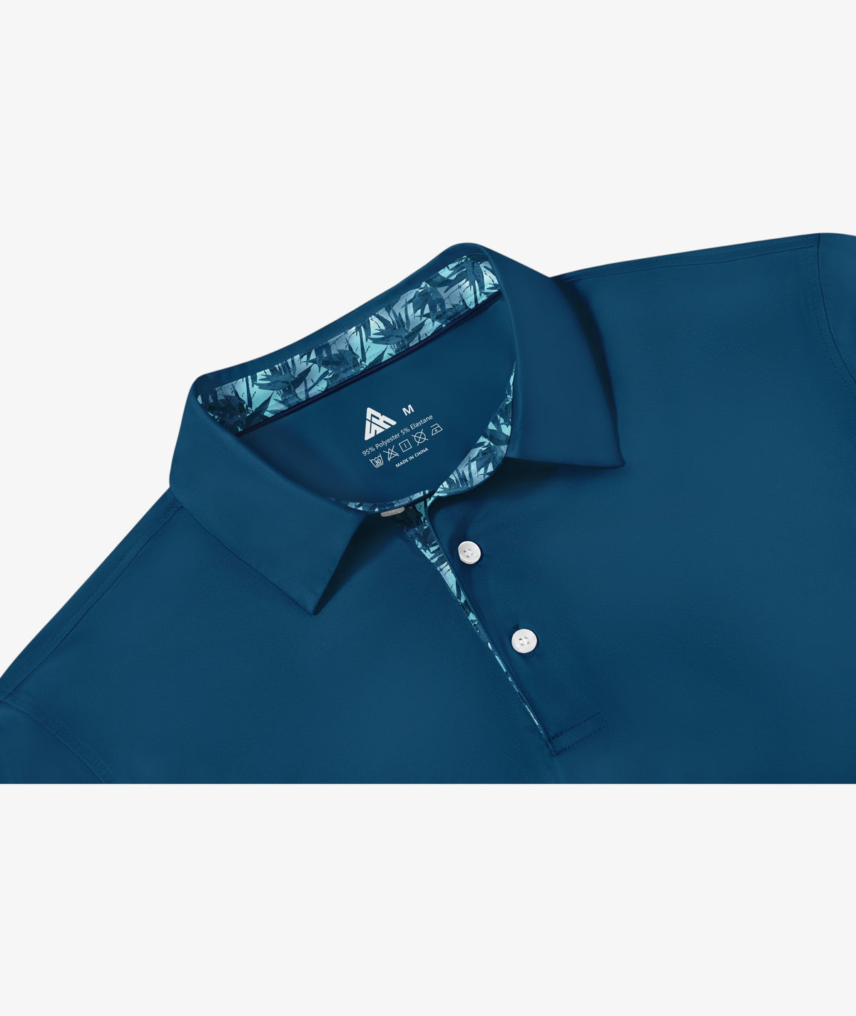 Blue Tropical Leaf Collar Polo