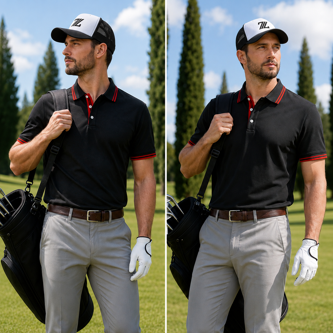 Man wearing ZITYSPORTS Classic Trim Golf Polo on a golf course