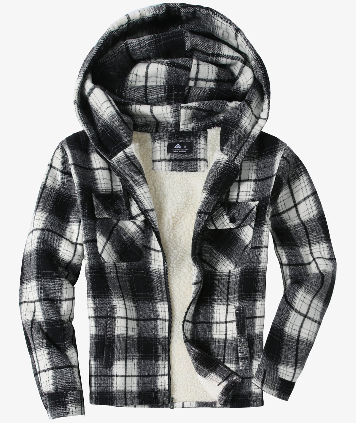 Sherpa-Lined Plaid Hooded Jacket