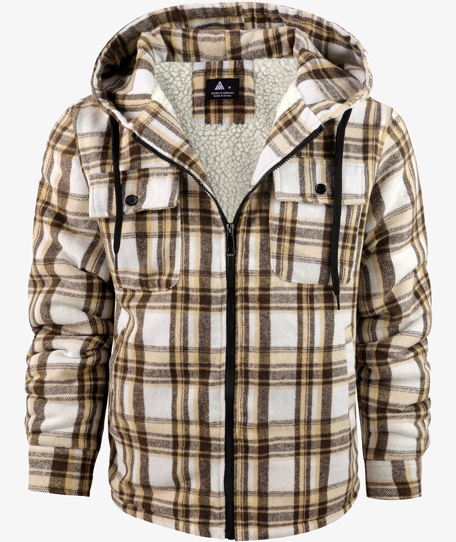 Sherpa-Lined Plaid Hooded Jacket
