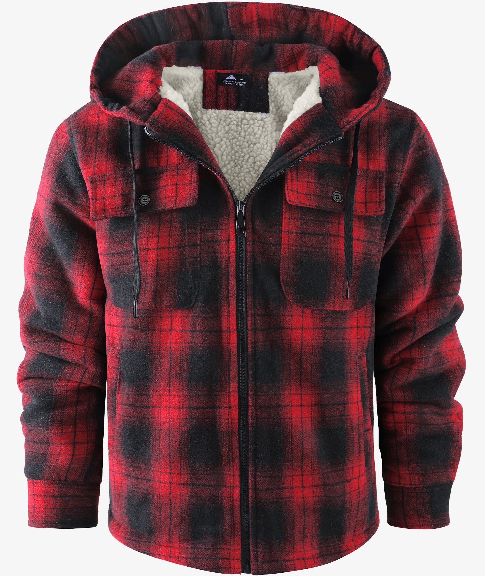 Sherpa-Lined Plaid Hooded Jacket