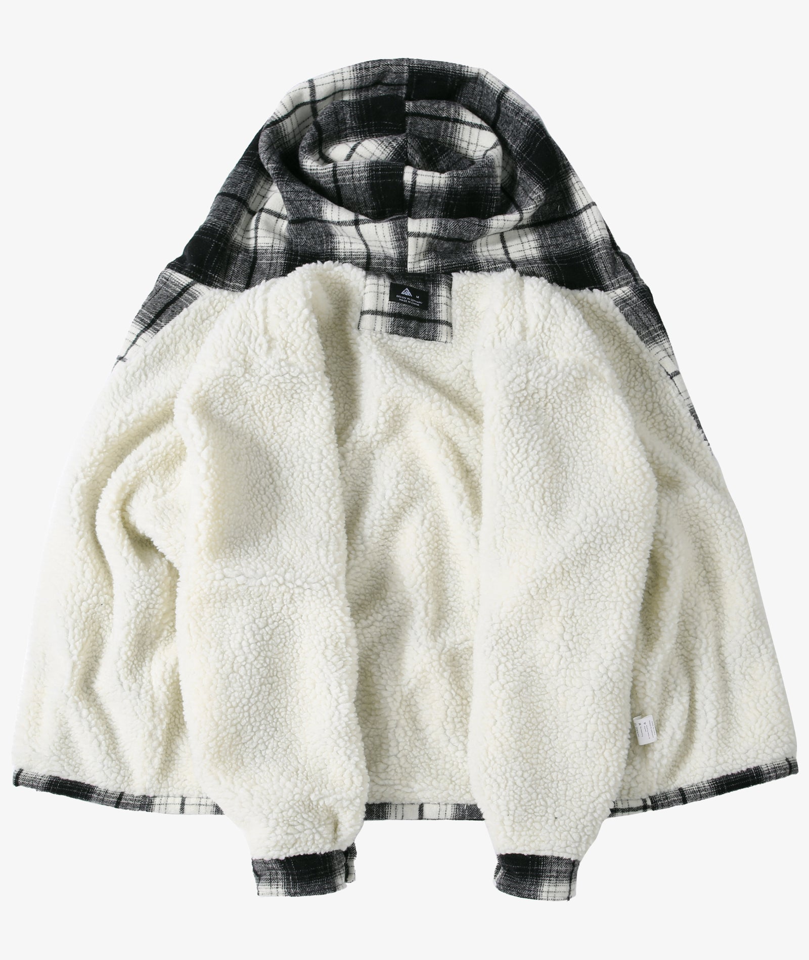 Sherpa-Lined Plaid Hooded Jacket