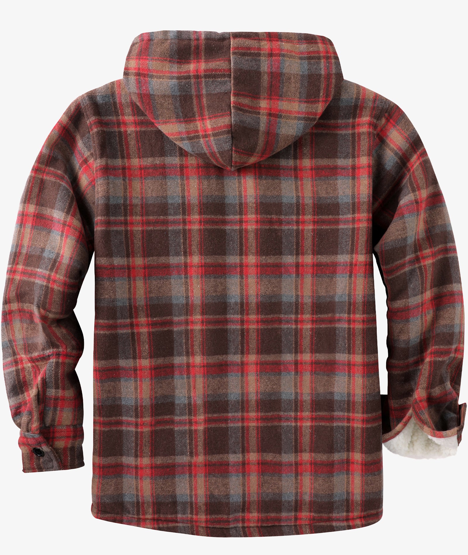Sherpa-Lined Plaid Hooded Jacket