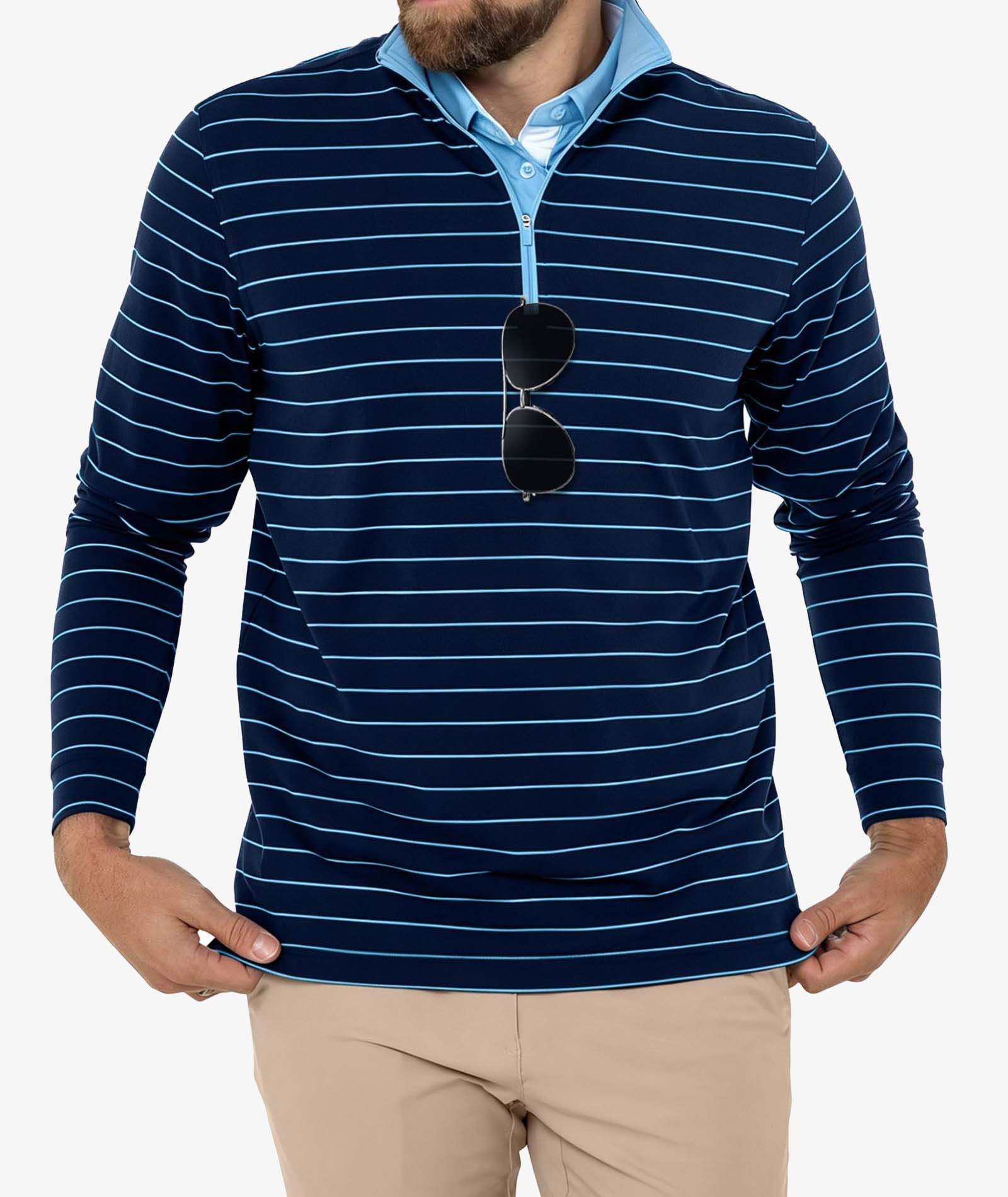Coastal Stripe Quarter Zip Polo