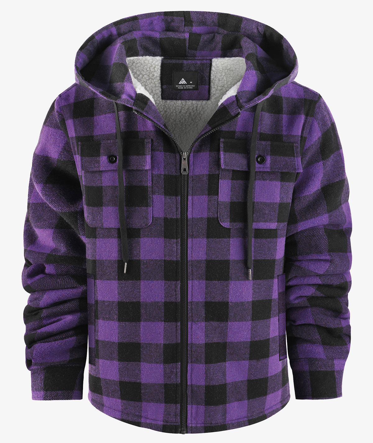 Sherpa-Lined Plaid Hooded Jacket