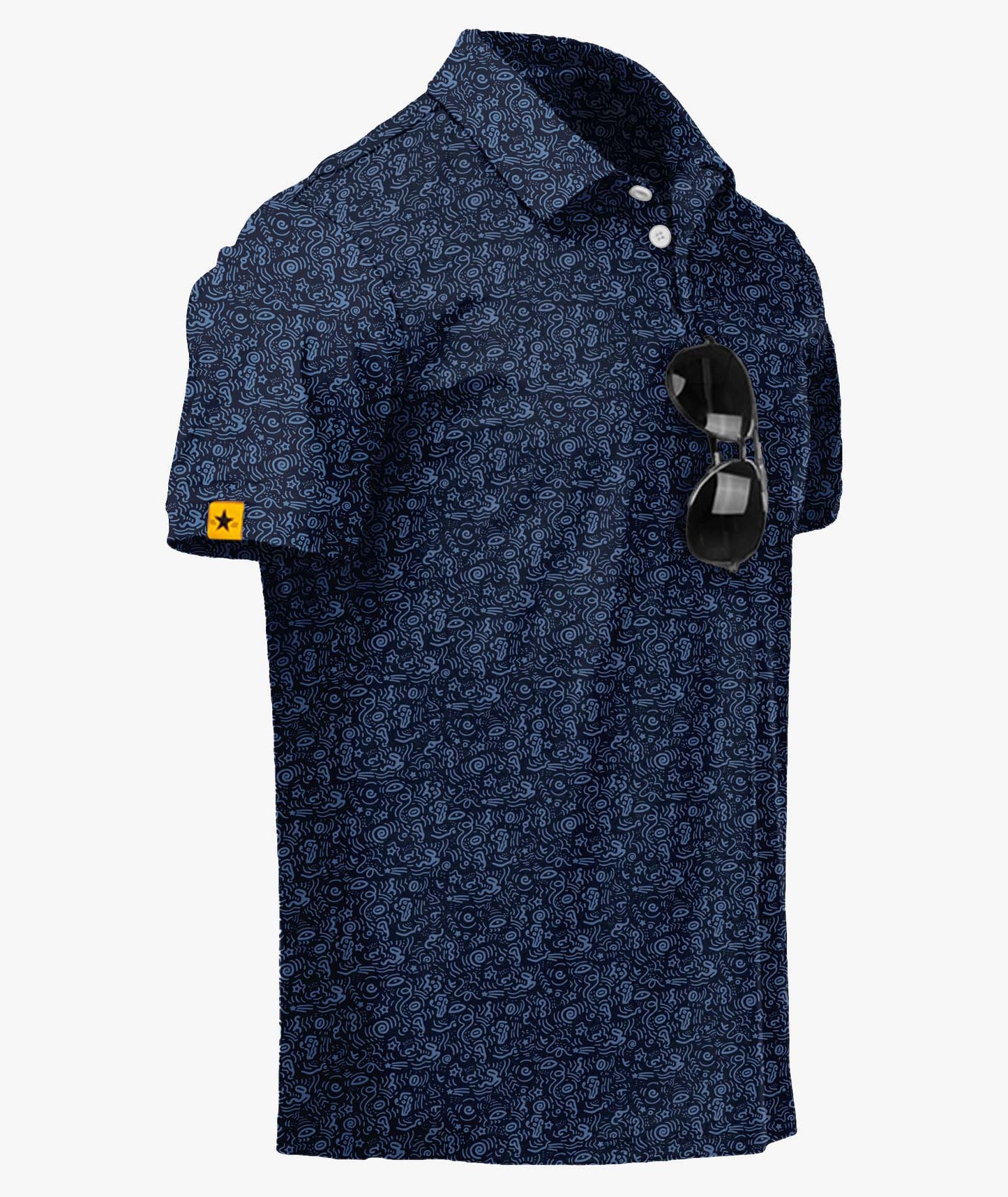 Wave Print Golf Polo