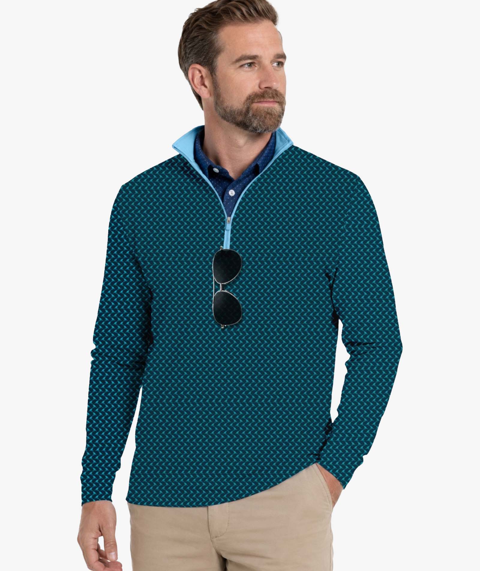 Wave Geo Quarter Zip Polo