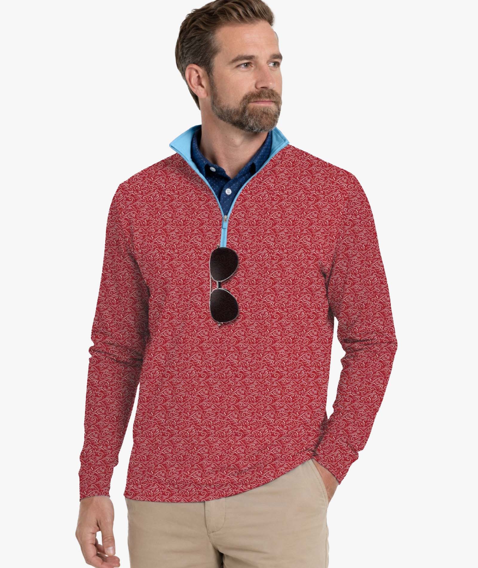 Red Wave Quarter Zip Polo