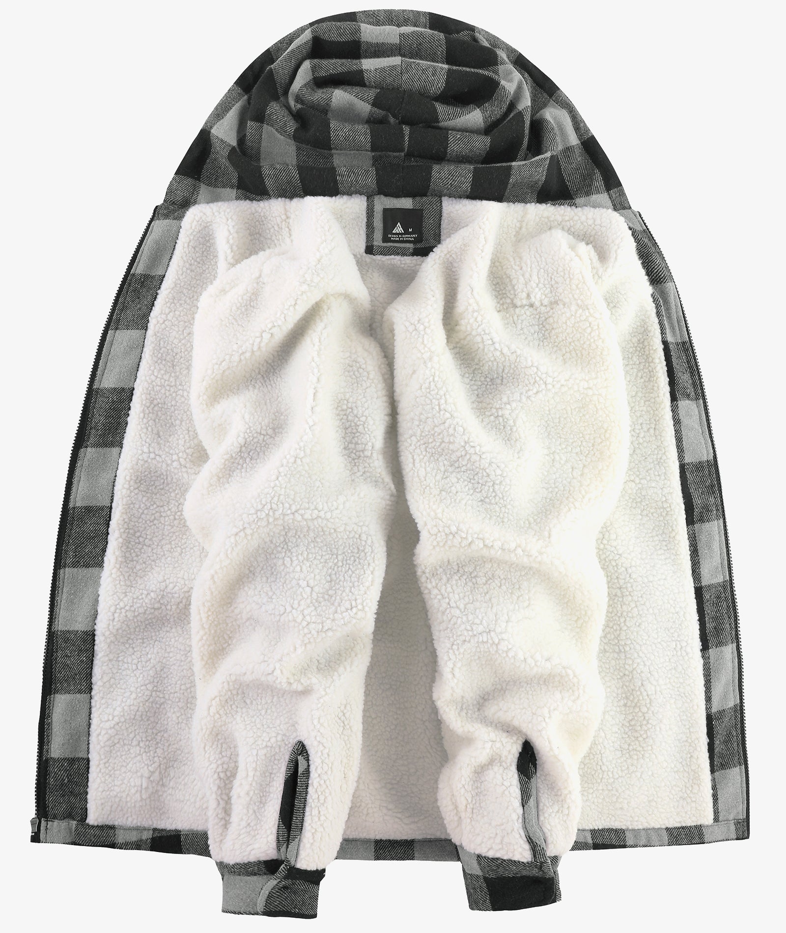 Sherpa-Lined Plaid Hooded Jacket