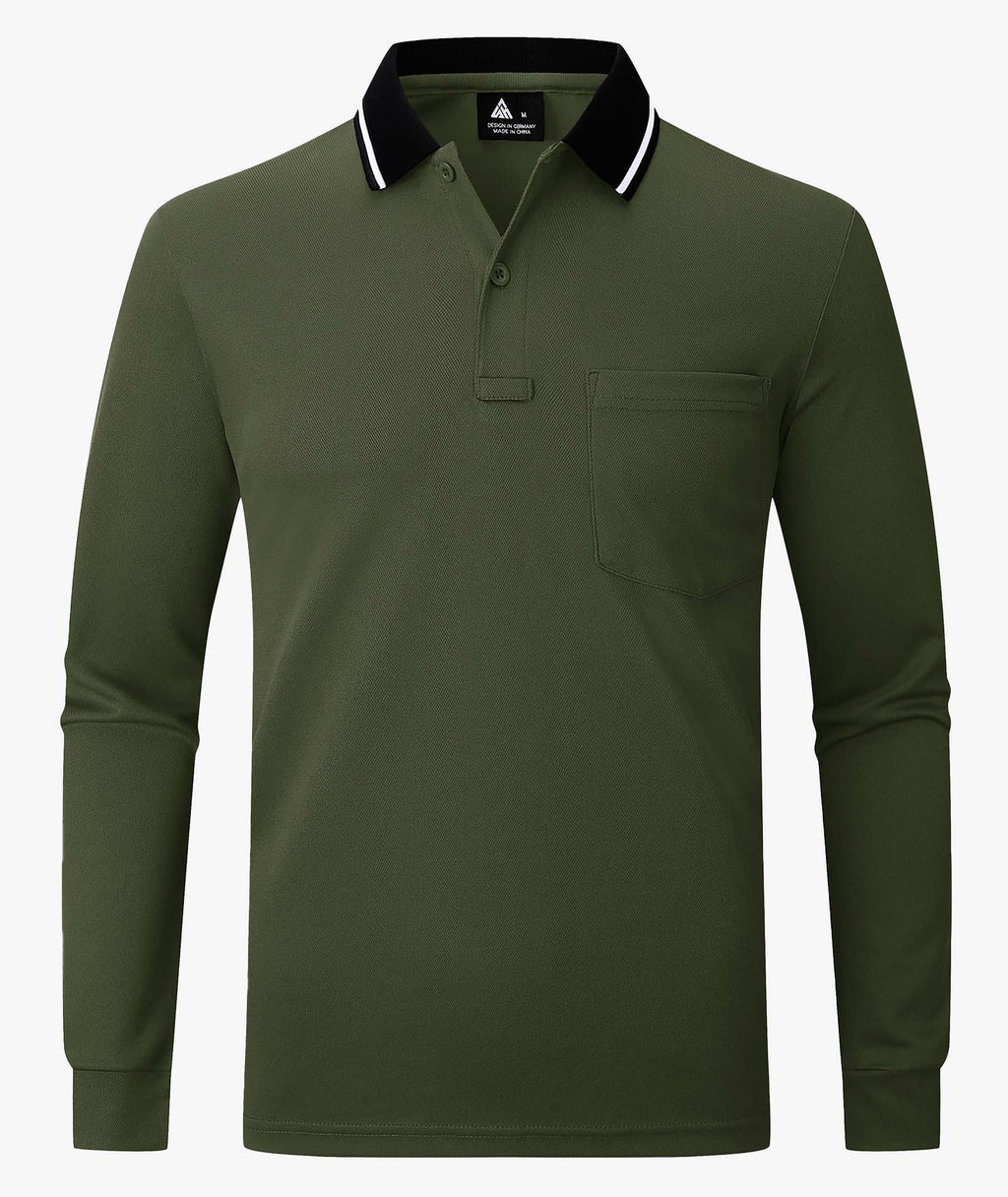 Pocket Long Sleeve Polo Shirt