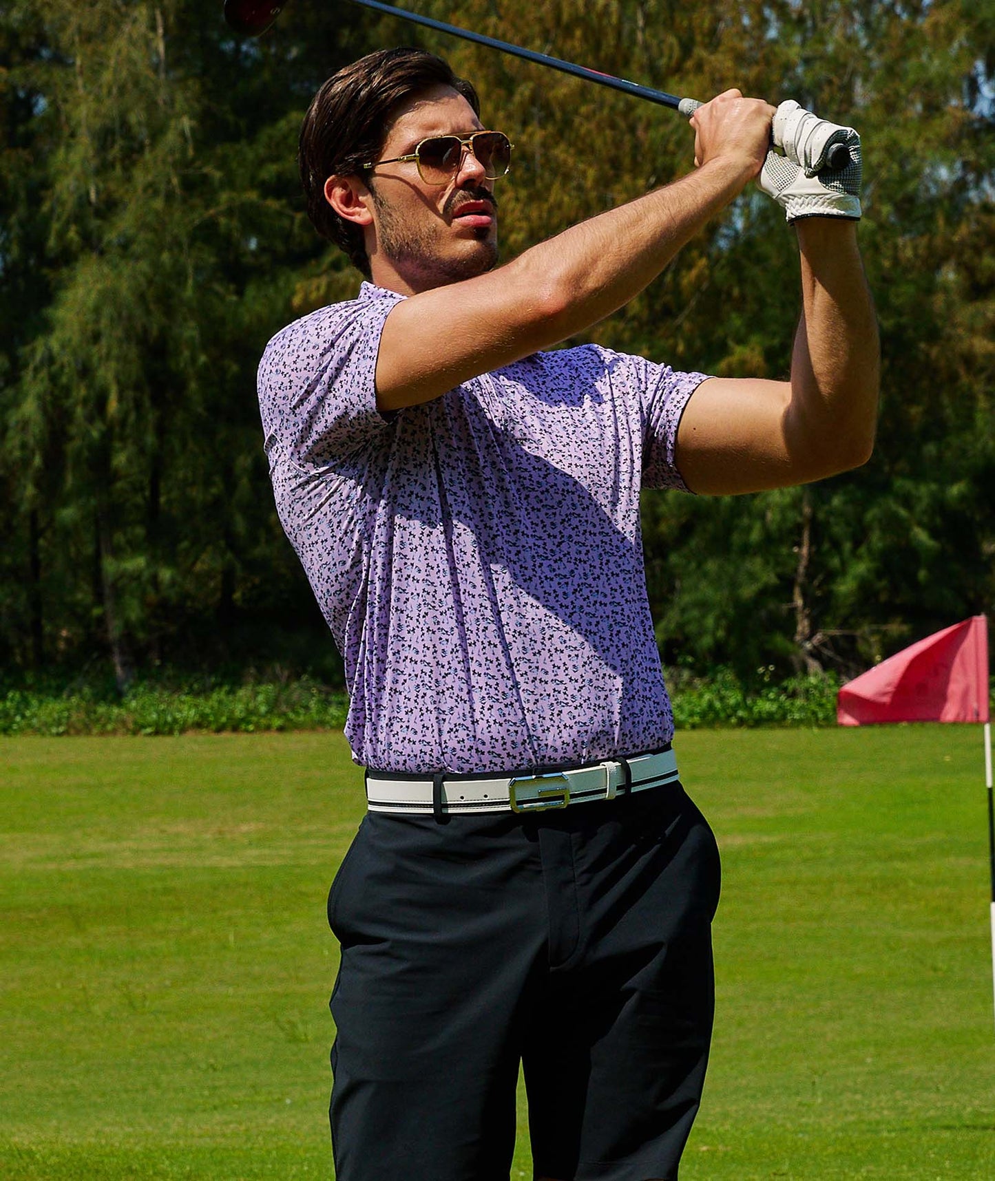 Lavender Floral Golf Polo