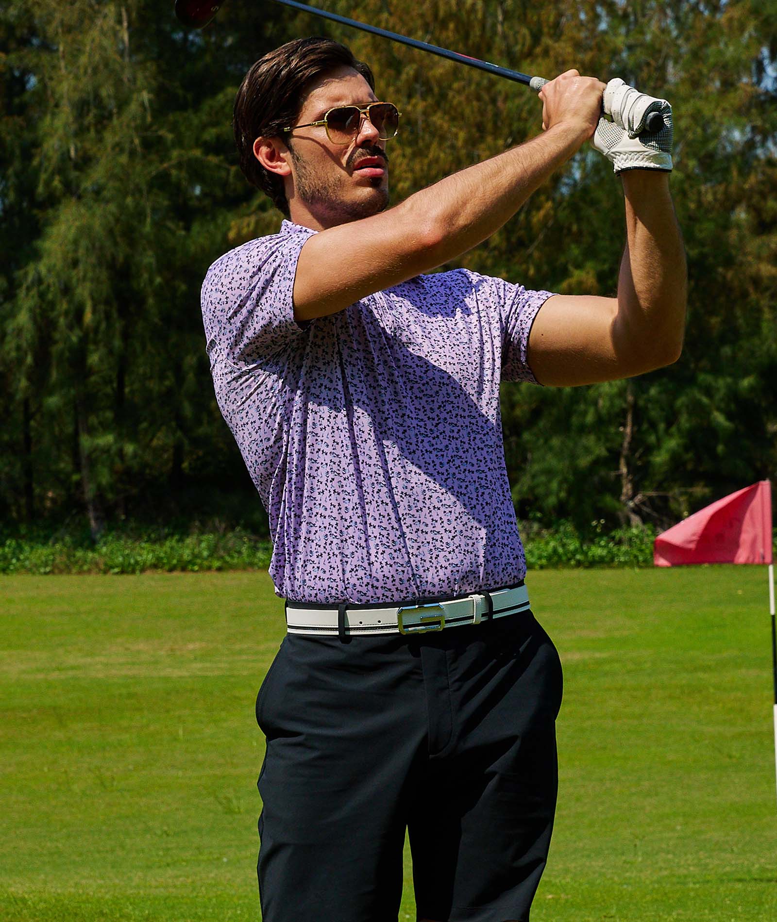 Lavender Floral Golf Polo