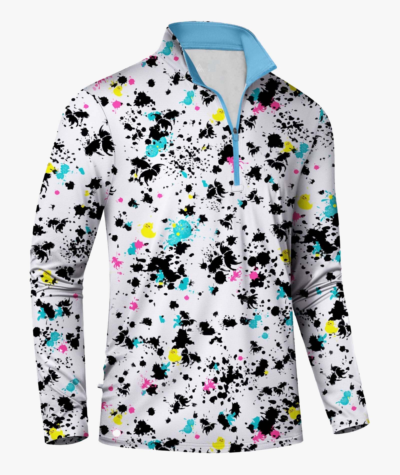 Splatter Print Quarter Zip Polo