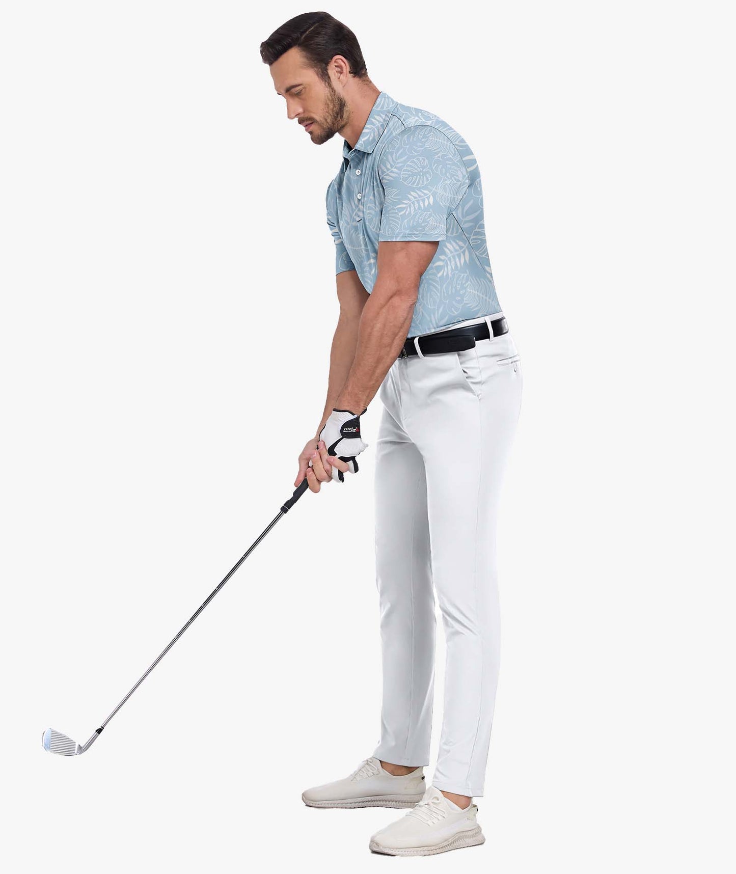 Polo de golf à motif feuille tropicale