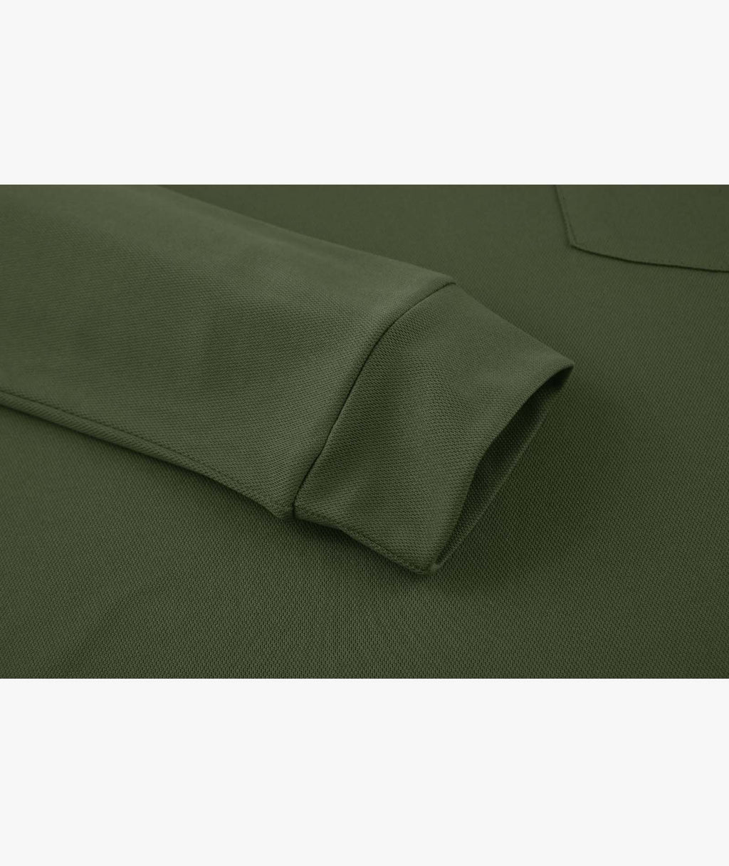 Pocket Long Sleeve Polo Shirt
