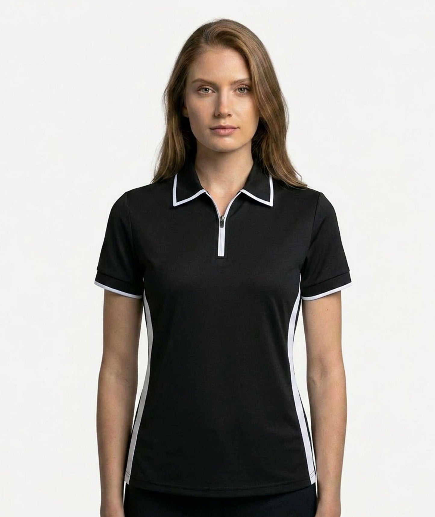 Contrast Zip Performance Polo