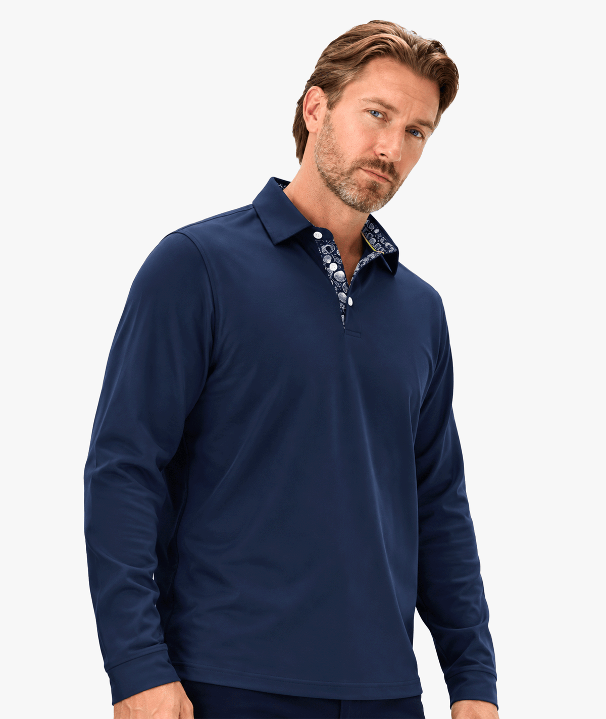 Ocean Print Collar Polo