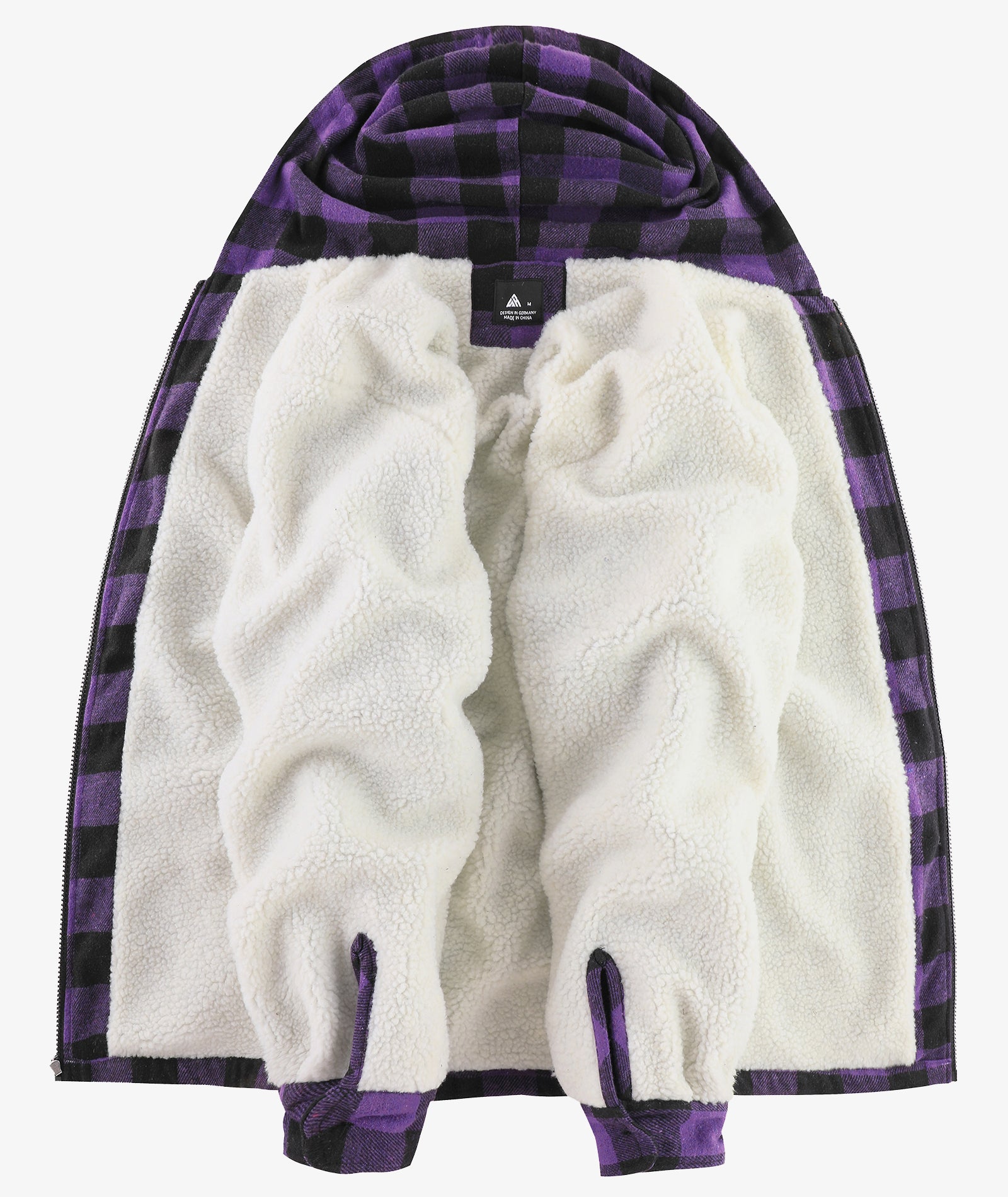 Sherpa-Lined Plaid Hooded Jacket