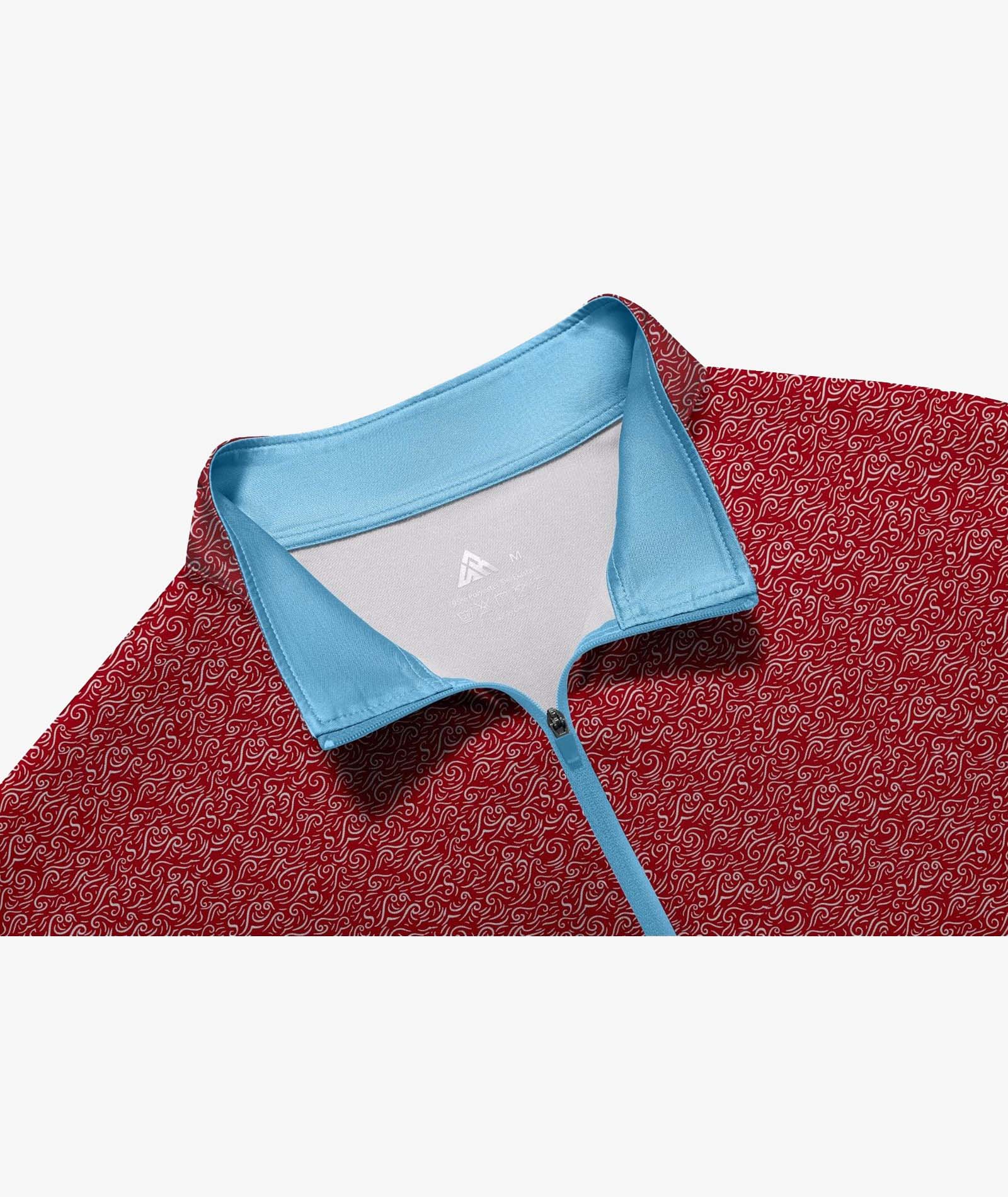 Red Wave Quarter Zip Polo