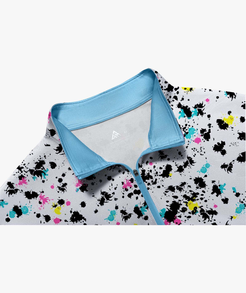 Splatter Print Quarter Zip Polo