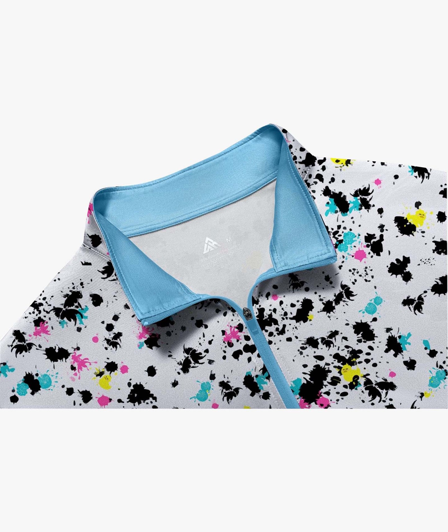 Splatter Print Quarter Zip Polo