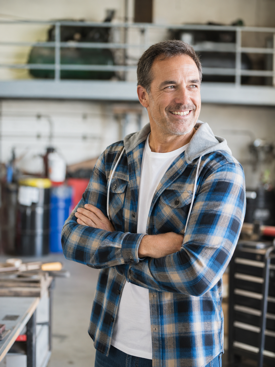 Plaid Flannel Hooded Shirt