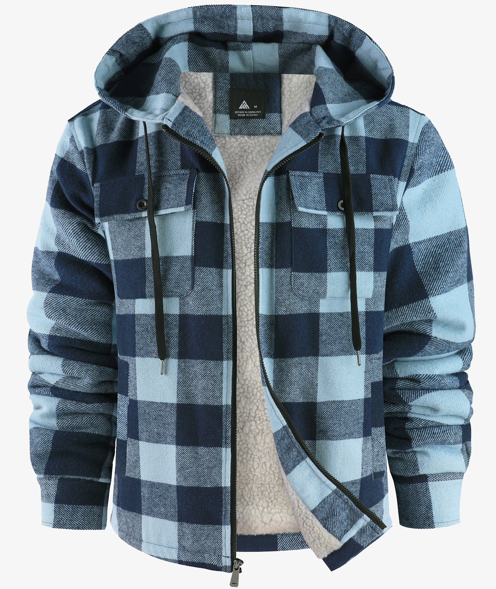 Sherpa-Lined Plaid Hooded Jacket