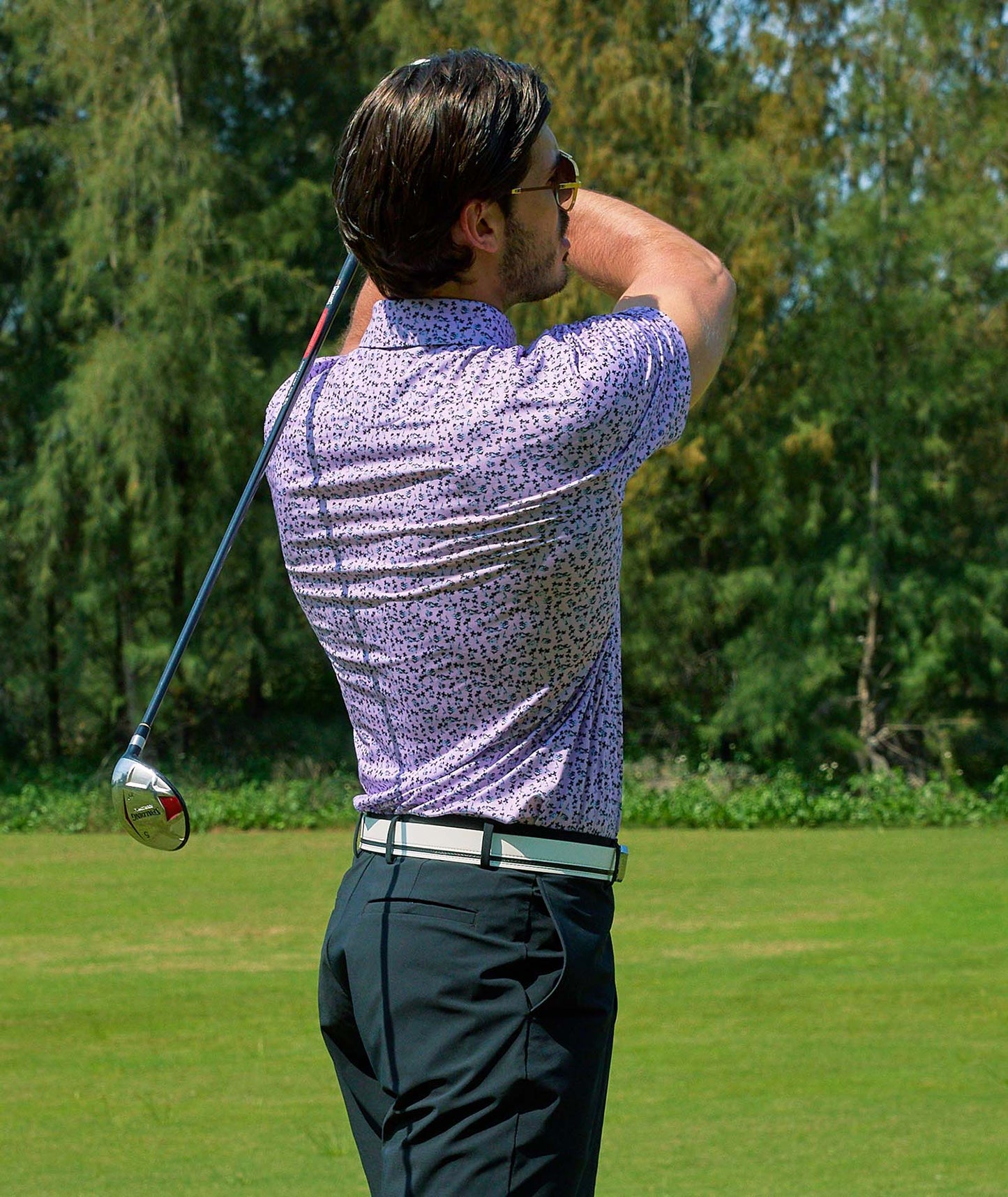 Lavender Floral Golf Polo