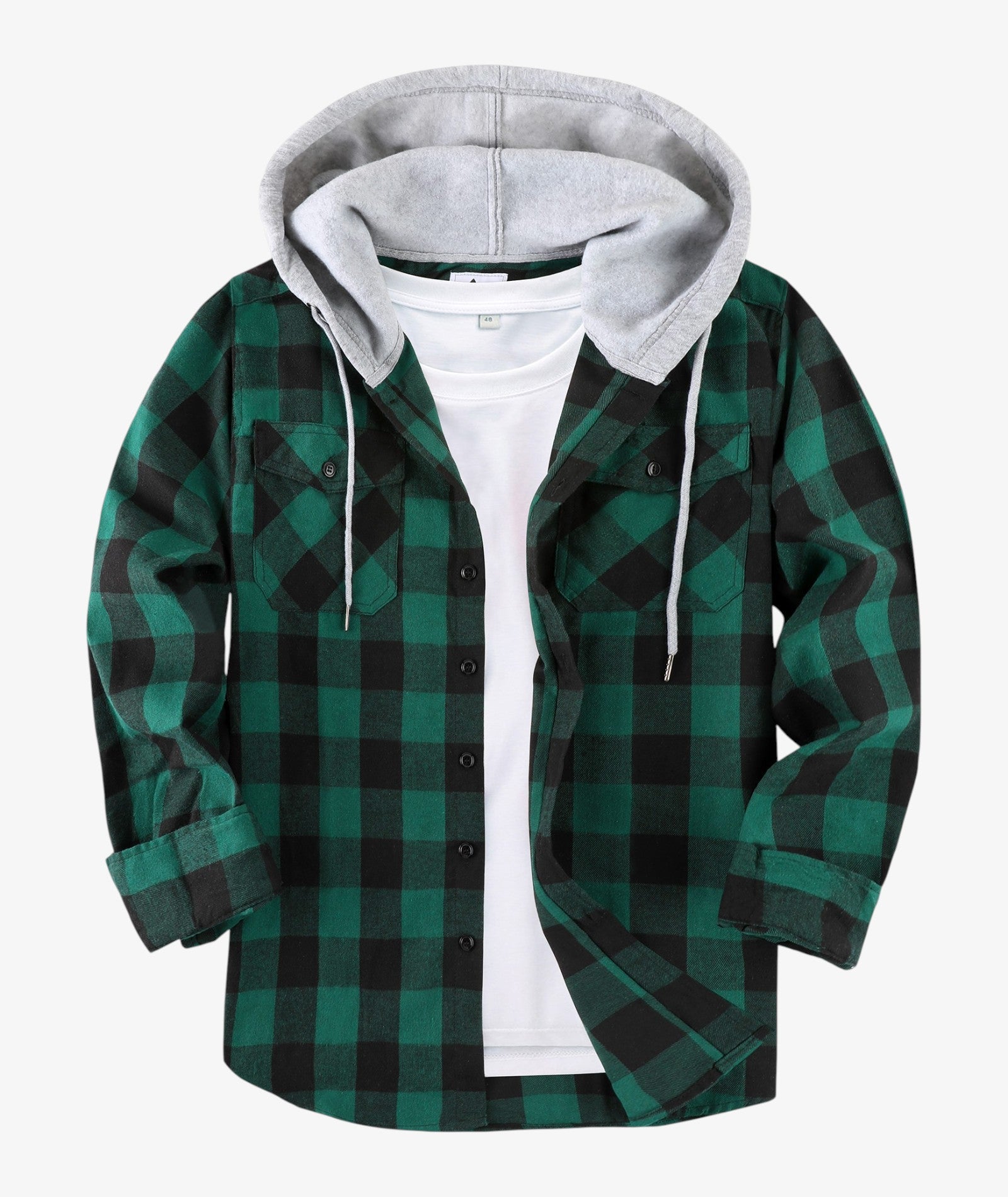 Layered Plaid Hooded Shirt