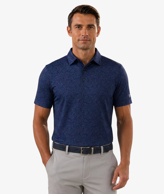 Navy Leaf Golf Polo