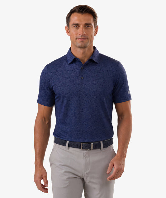 Navy Leaf Golf Polo