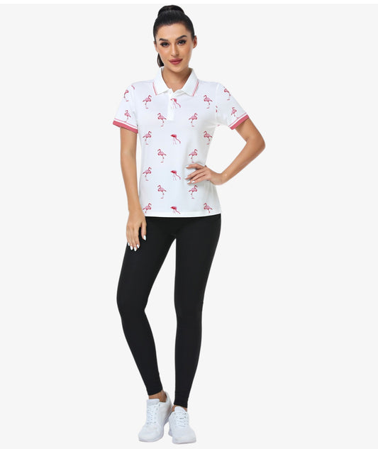 Flamingo Print Performance Polo