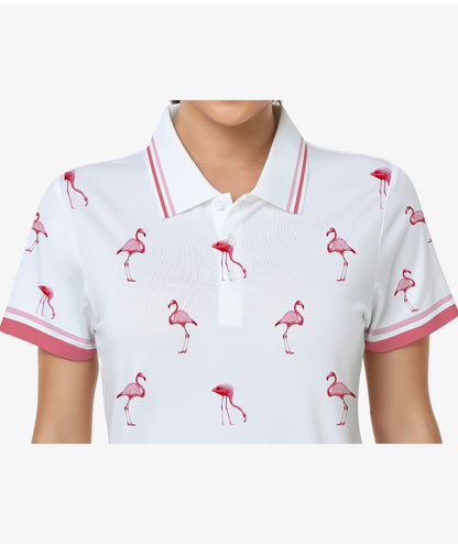 Polo de performance à imprimé flamant rose