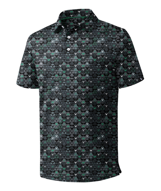 Midnight Grid Golf Polo