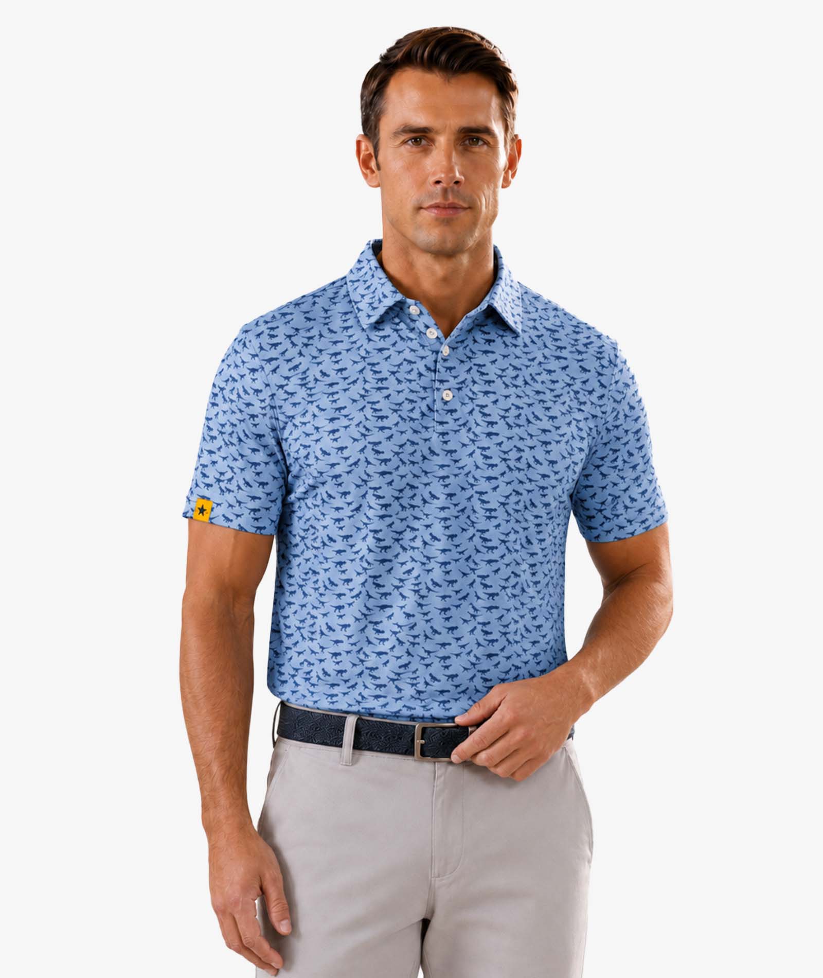 Shark Print Golf Polo