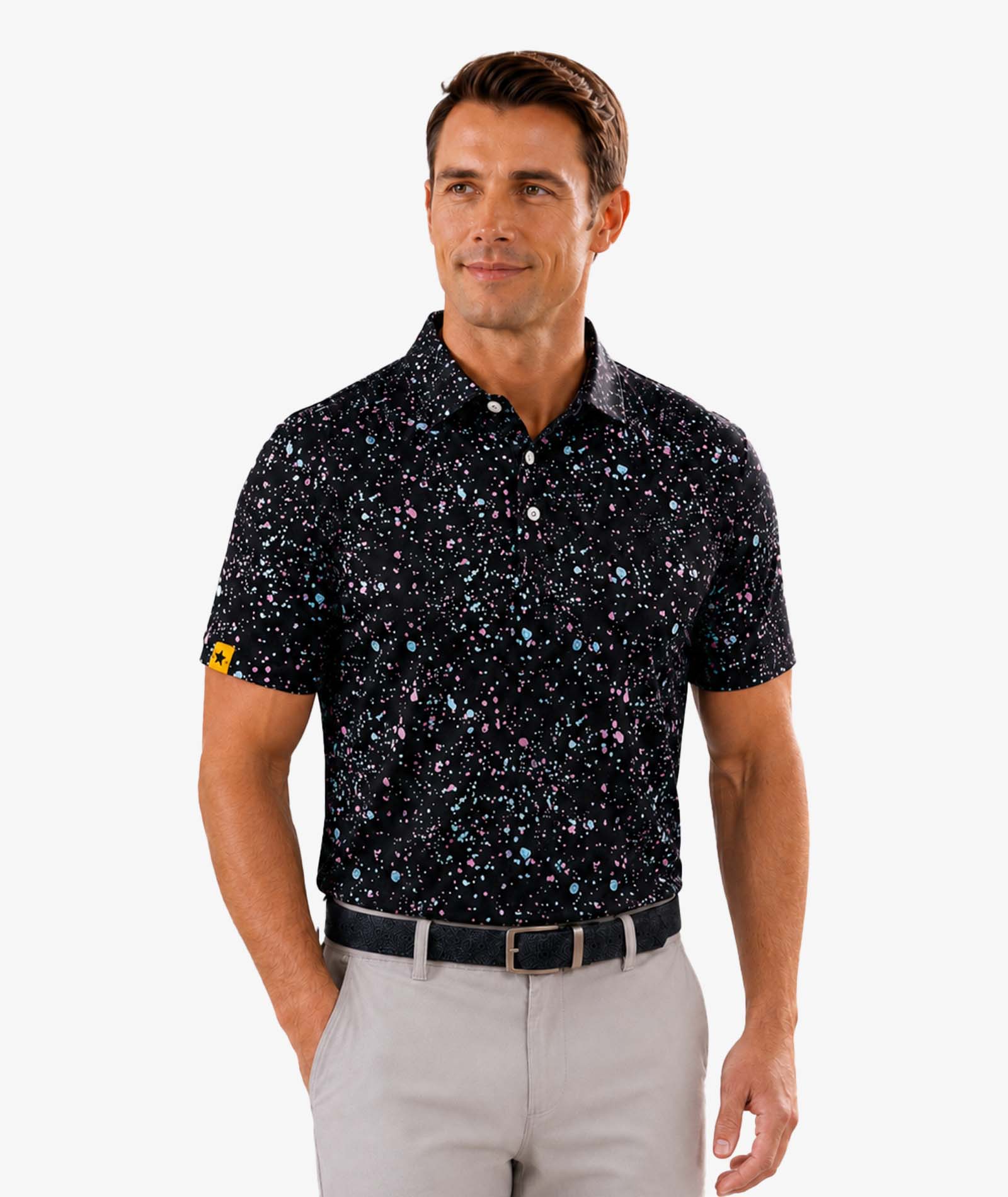 Splatter Print Golf Polo