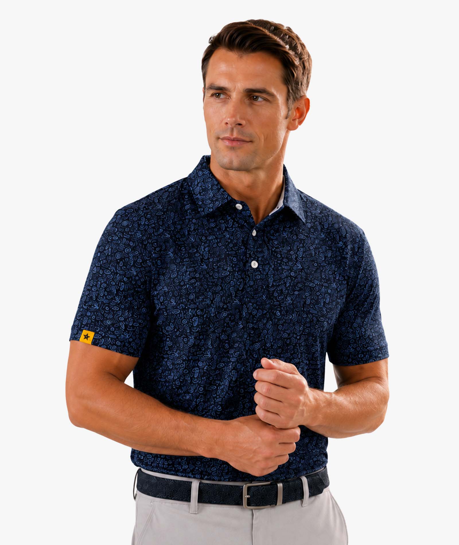 Wave Print Golf Polo