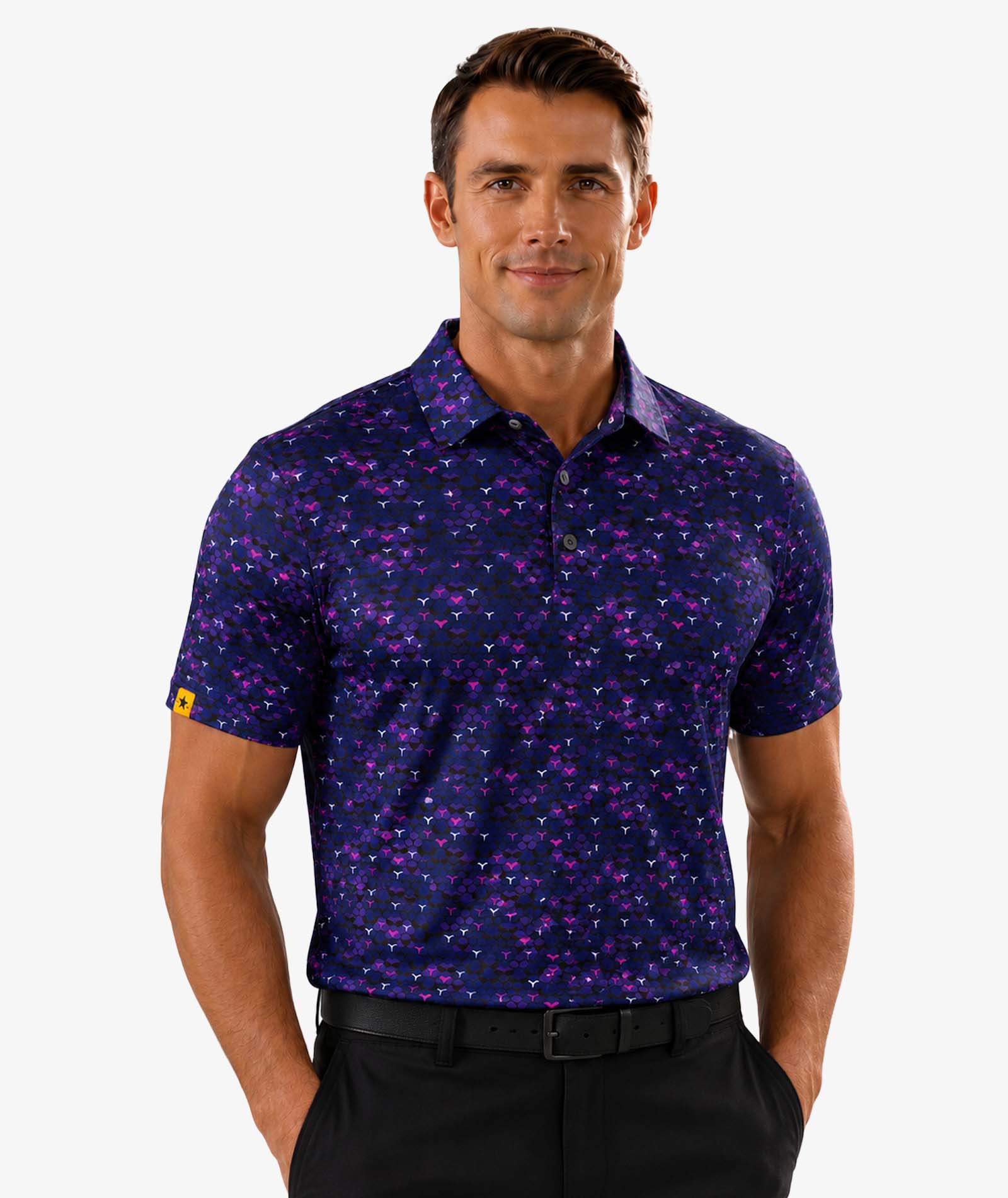 Scale Pattern Golf Polo