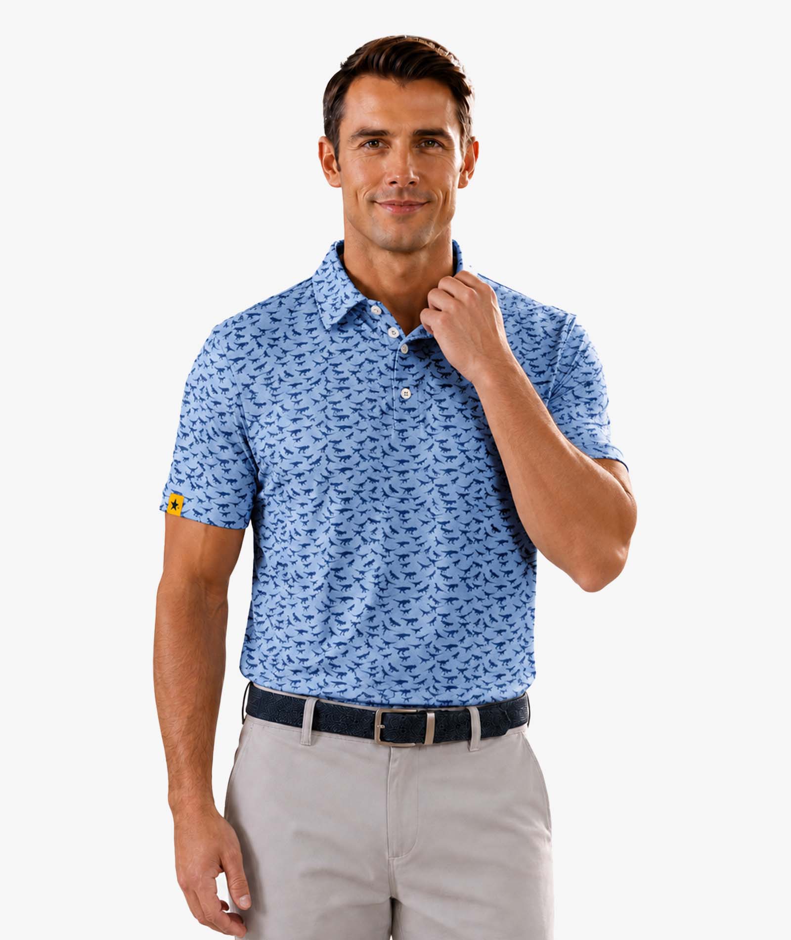 Shark Print Golf Polo