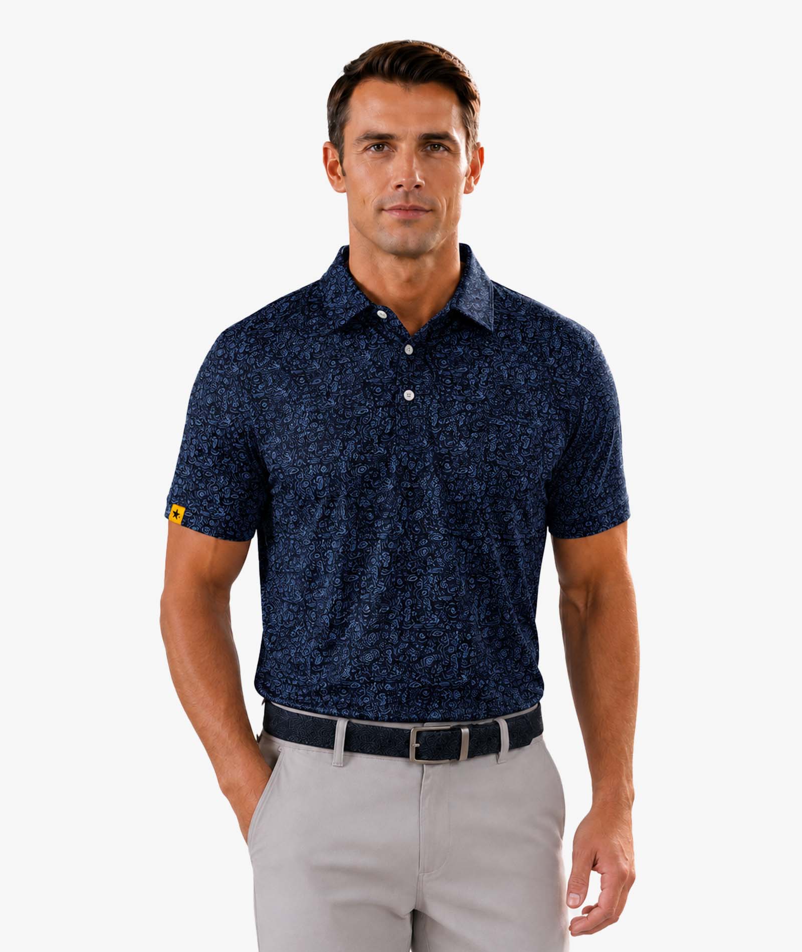 Wave Print Golf Polo