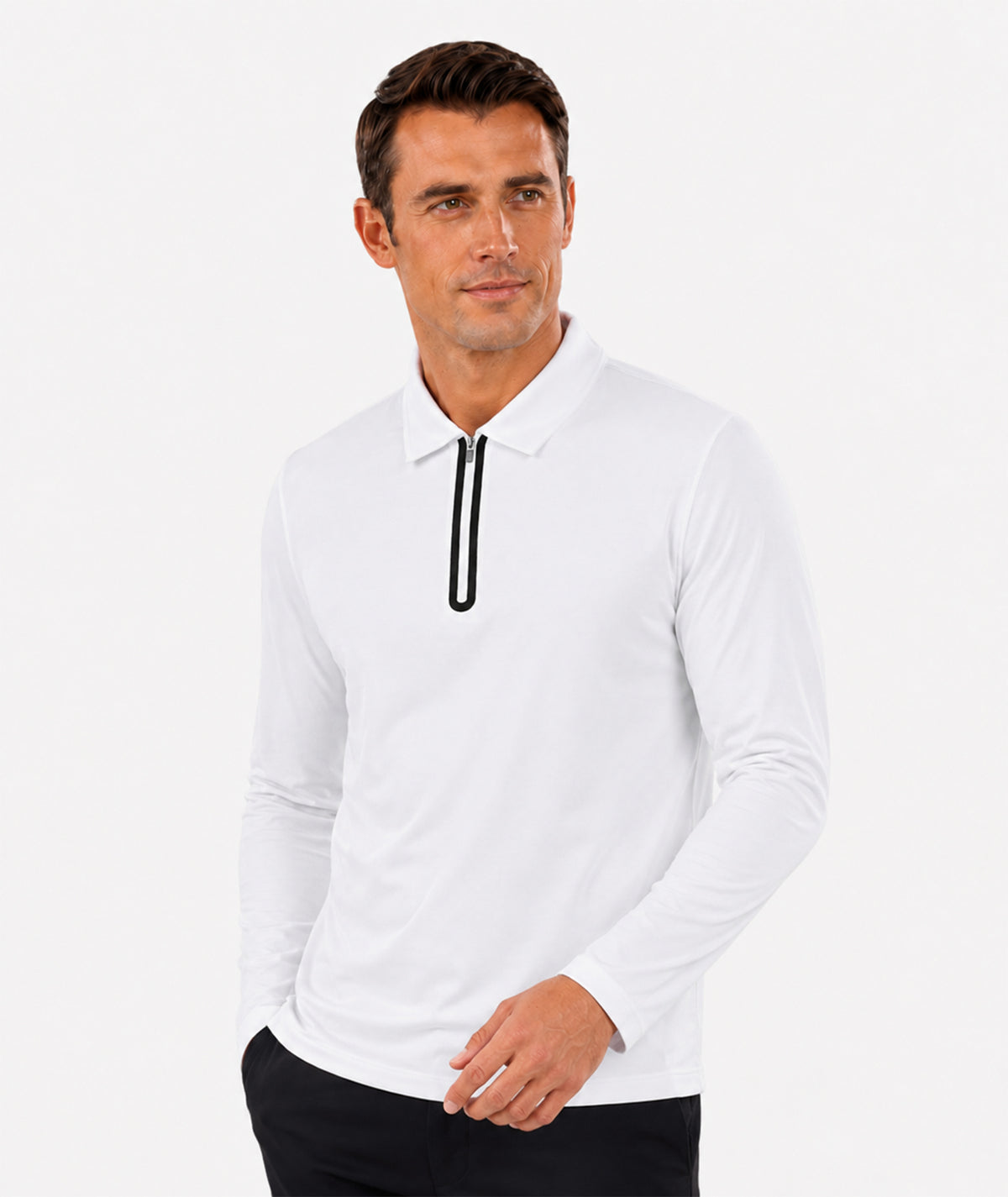Quarter-Zip Long Sleeve Polo