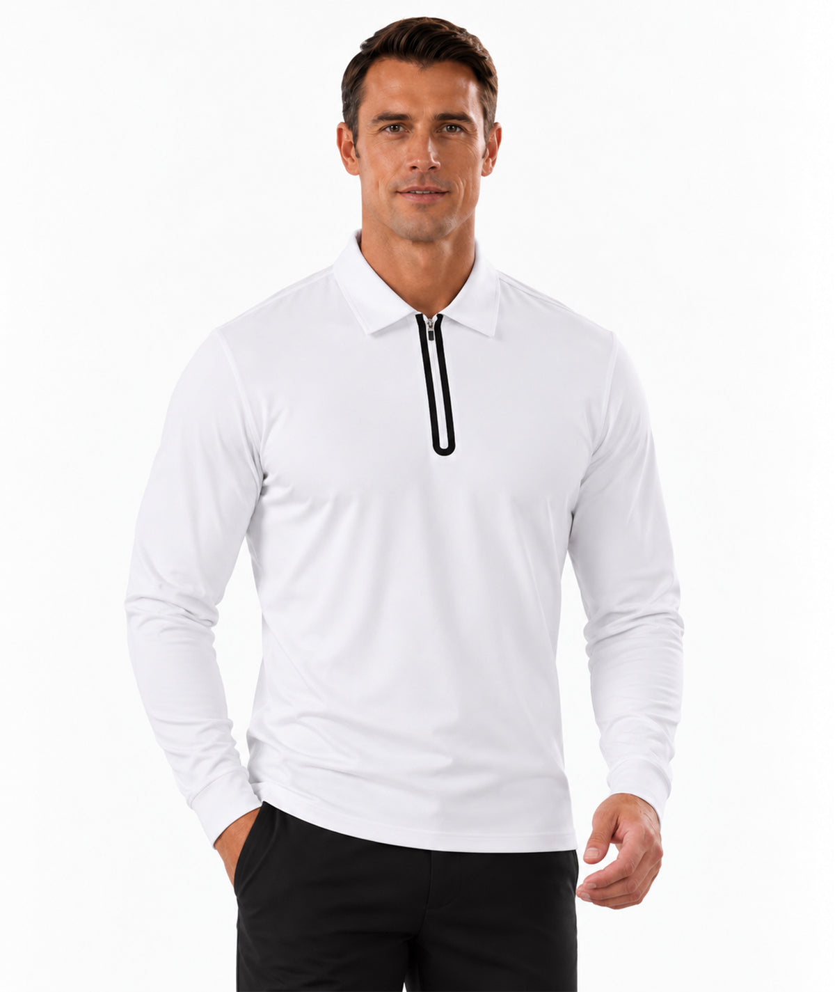 Quarter-Zip Long Sleeve Polo
