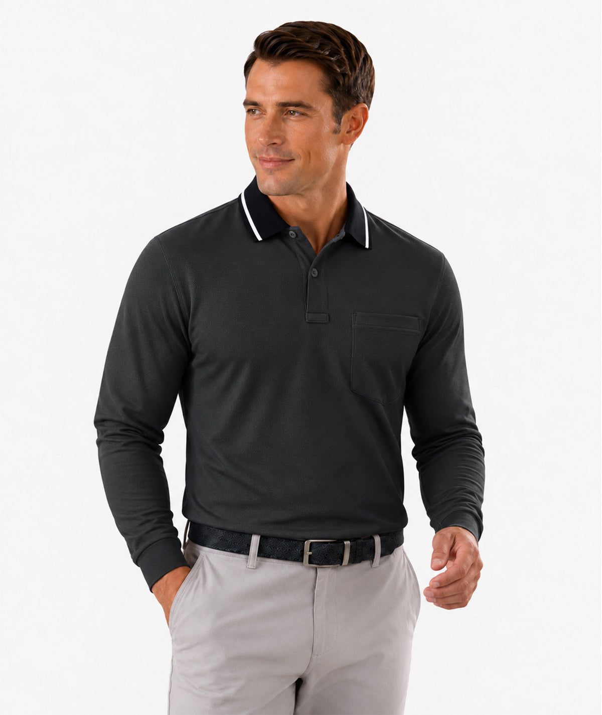 Athletic Long Sleeve Polo Shirt